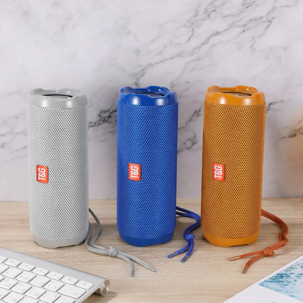 Compact portable Bluetooth speaker with card holder in blue, black, red, gold, silver grey, or camouflage colour