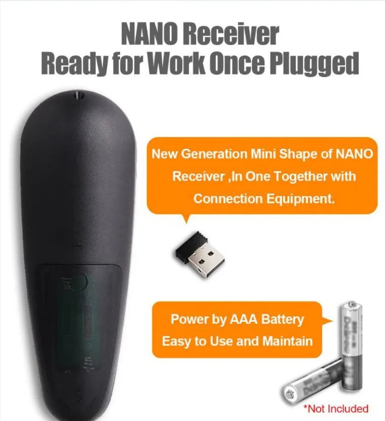 G30 wireless keyboard remote control with Nano USB receiver for computer and TV control