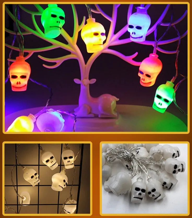 Halloween LED string lights with bat, pumpkin, ghost and spider pendants on a 1.2 metre wire