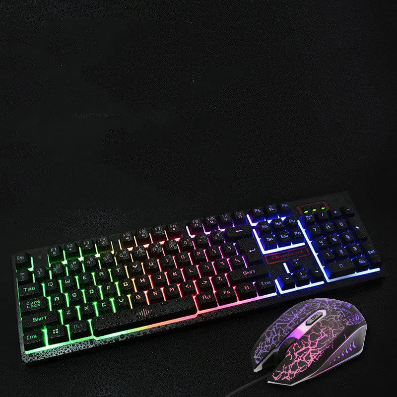 K13 wired gaming keyboard and mouse set in black with USB connection and 1600dpi optical mouse