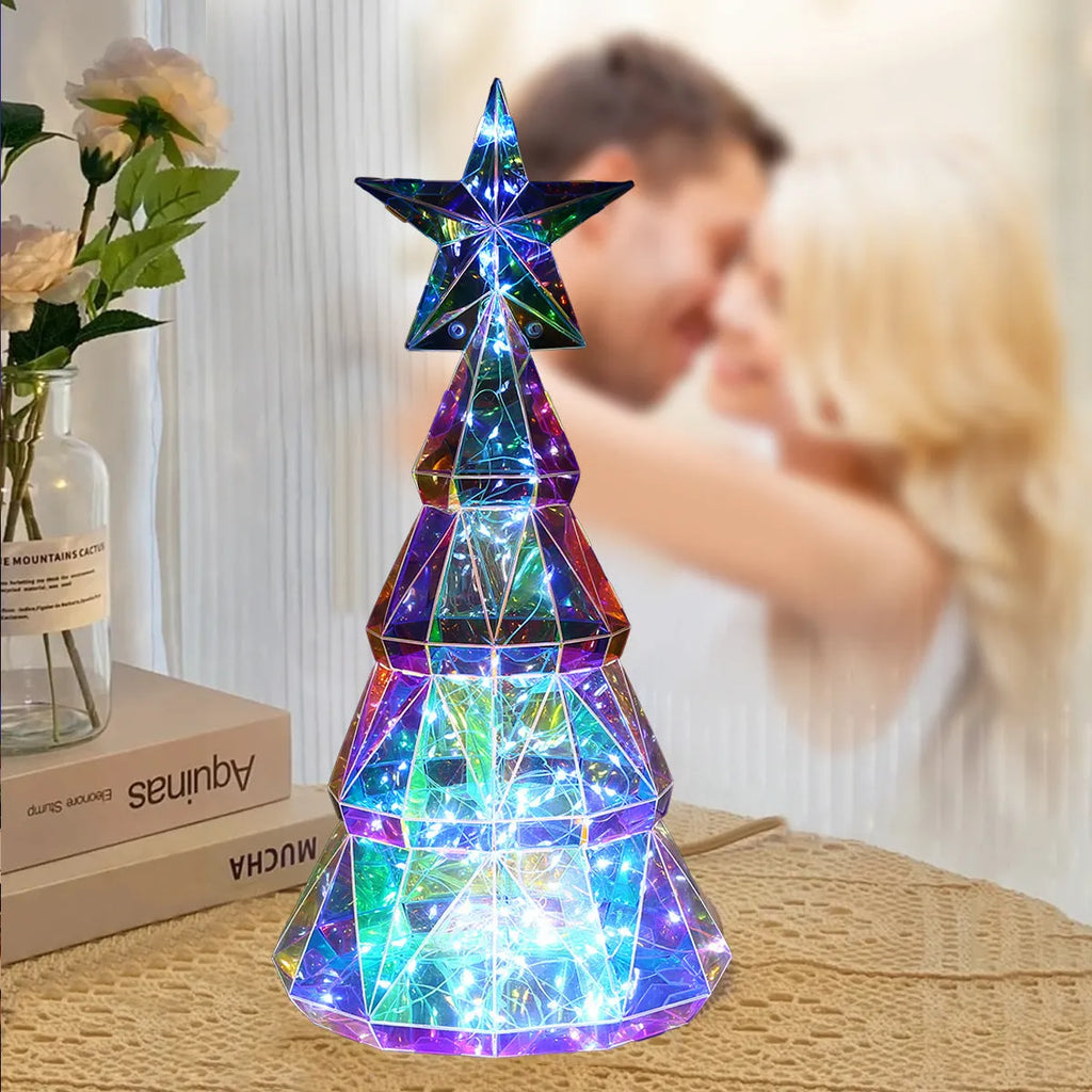 Colourful cartoon Christmas tree light decoration measuring 20cm high made from PET material