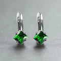 Women's copper earrings with diamond design and zircon inlays in blue, green, and colour options
