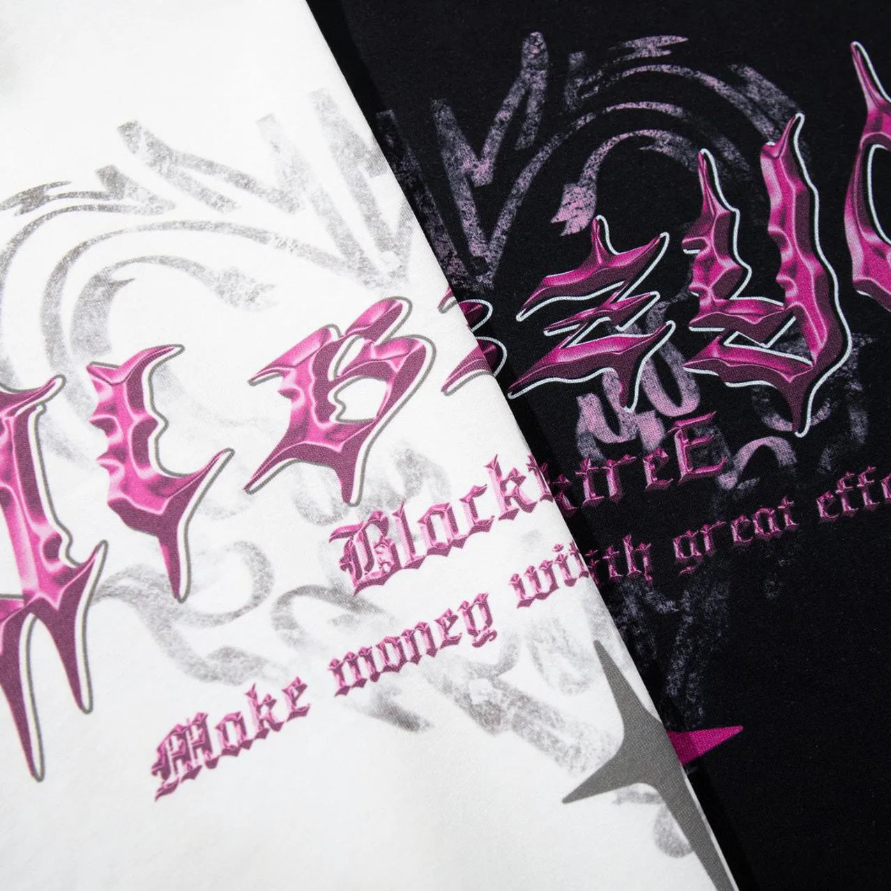 Men's black cotton t-shirt with retro printed design on round neck, loose fit short sleeves