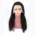 Simple solid colour human hair half lace front wig on display showing natural hairline