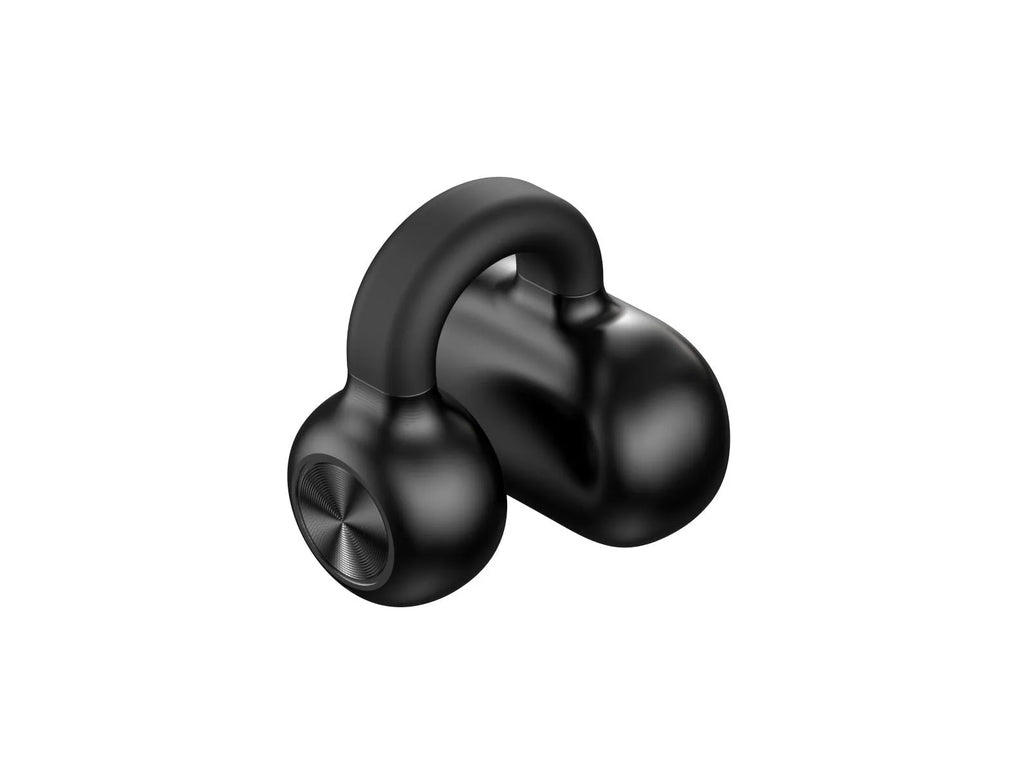 Wireless Bluetooth clip-on headset with bone conduction technology in black and white colour options