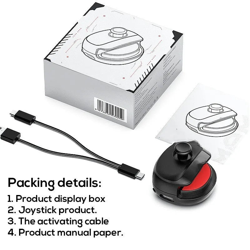 Compact black USB gaming stick controller for mobile phones on a white background.