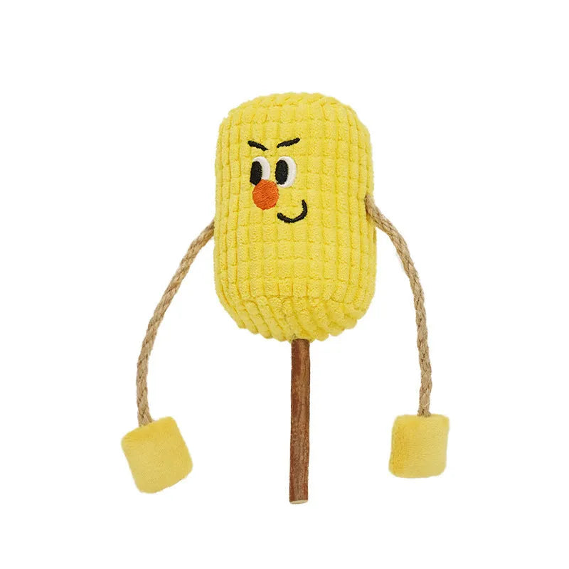 Corn cob shaped cat dental toy made from polio wood with catnip for tooth cleaning
