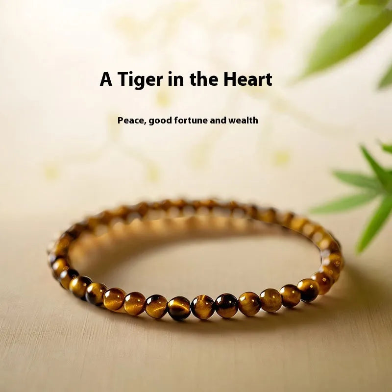 Handmade tiger's eye bracelet with geometric round beads in new Chinese style