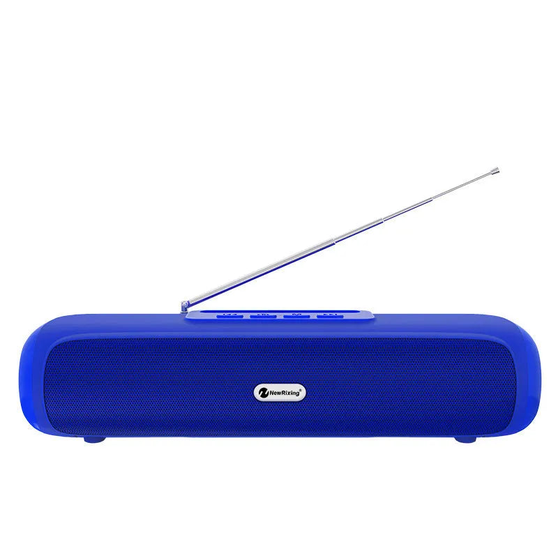 Desktop wireless long strip subwoofer speaker in black, blue, red, or silver grey with 5W power and 10m wireless range