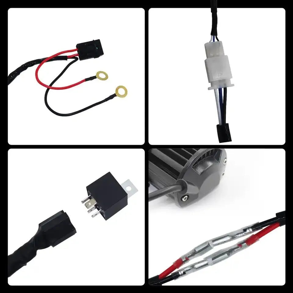 One drag two 2 metre LED roof spotlight wiring harness with silicone cable