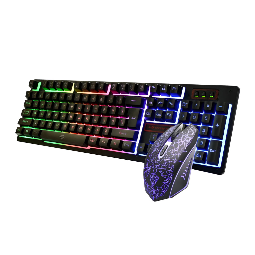 K13 wired gaming keyboard and mouse set in black with USB connection and 1600dpi optical mouse