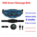 Blue rechargeable EMS smart massage belt with arm stickers and timing function