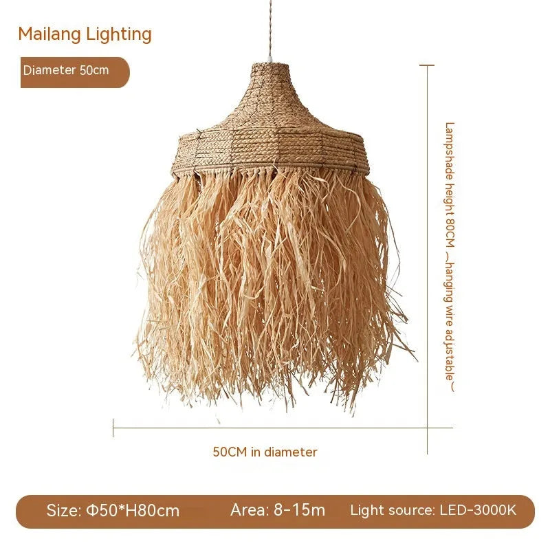 Southeast Asian style 50cm diameter chandelier made from woven wild vetch and willow