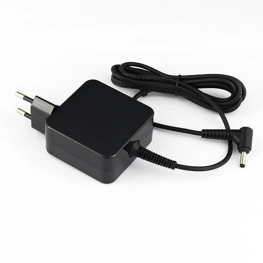 Black 45W laptop power adapter with US plug and DC connector