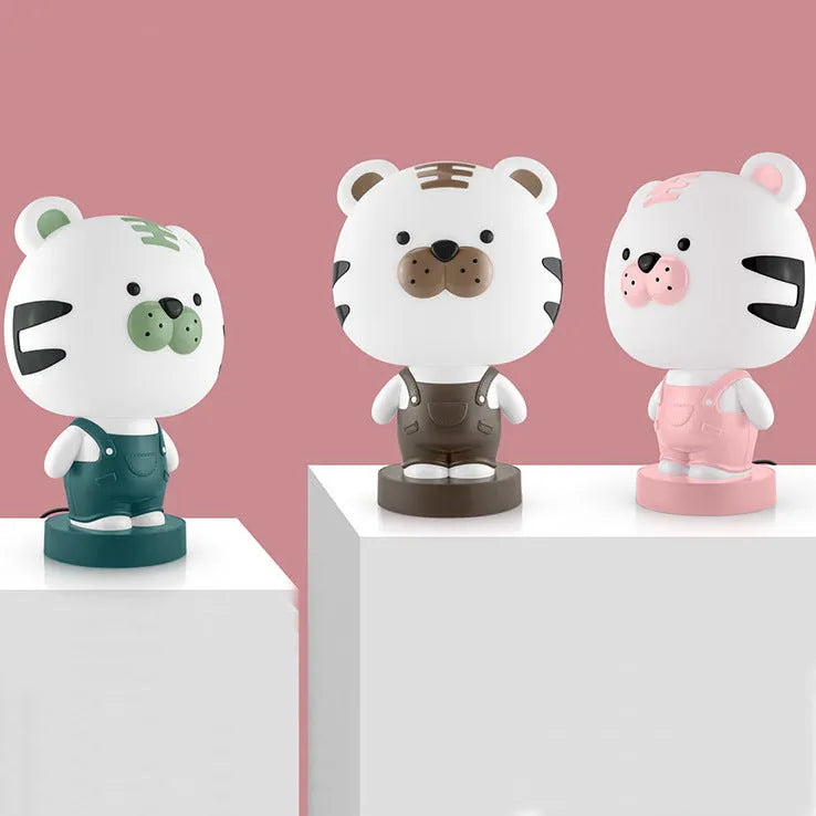 Cartoon animal table lamp with plastic shade and LED light in random animal design