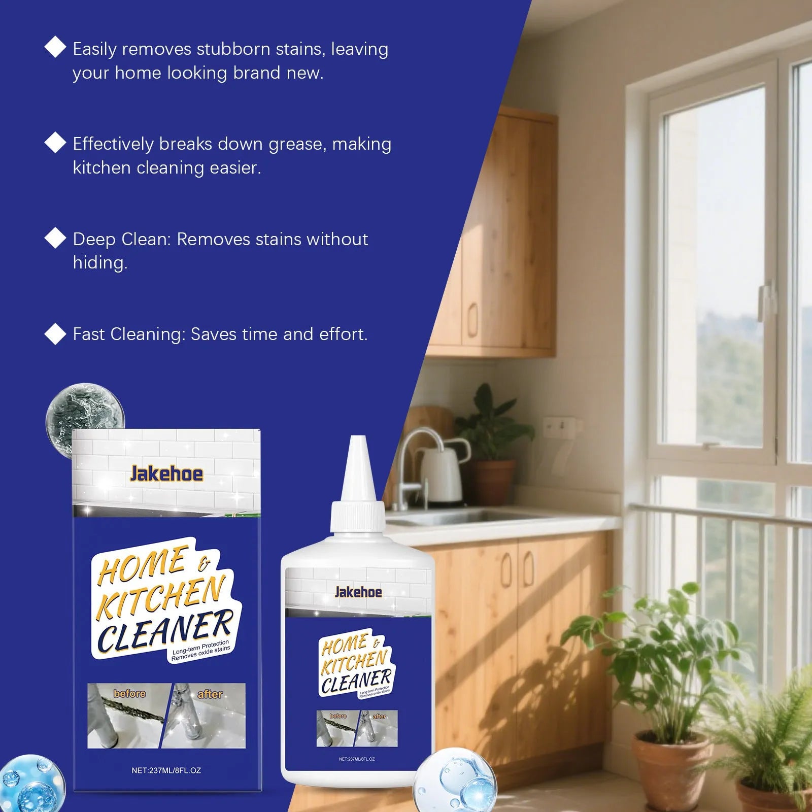 237ml household decontamination gel cleaner bottle for kitchen and bathroom surfaces