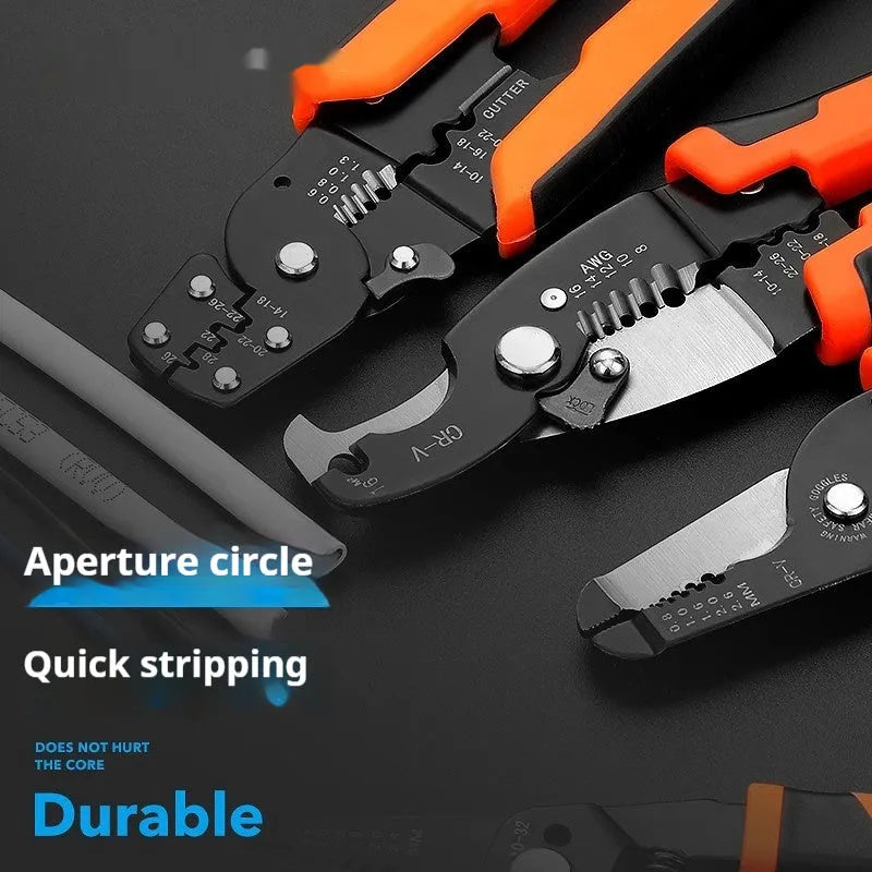 Fully automatic wire stripping pliers tool with high carbon steel blade for electrical cable preparation
