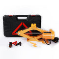 Electric hydraulic vehicle jack kit with 2 tonne capacity mounted in car for roadside assistance
