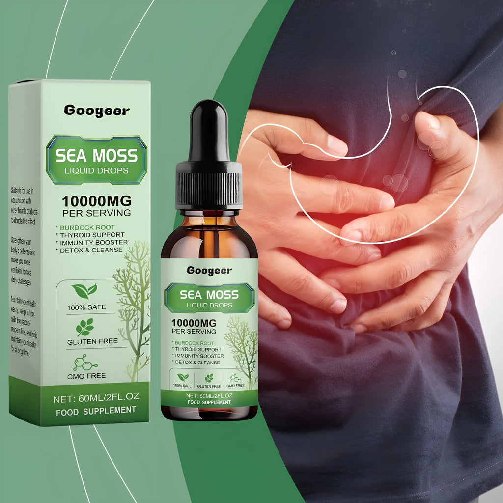 Googeer Sea Moss Liquid Drops 60ml bottle for body treatment skincare.