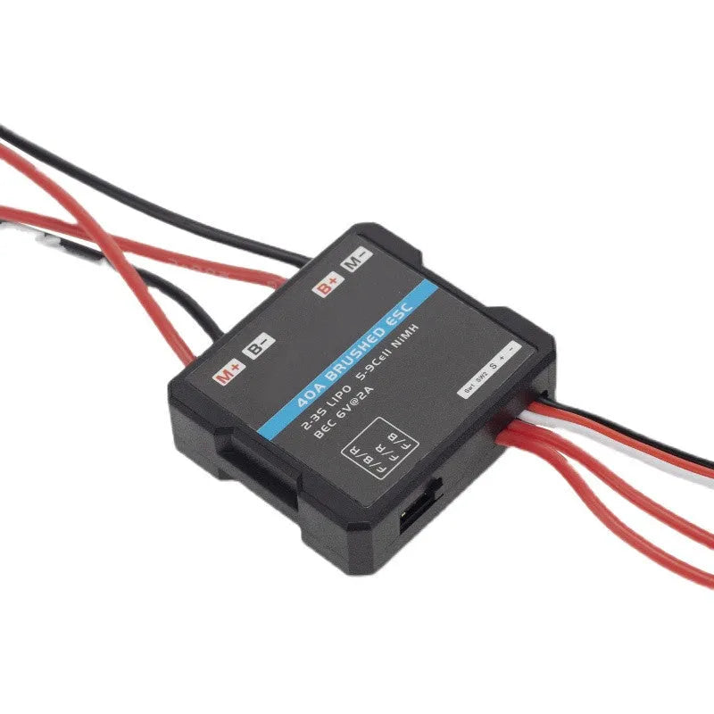 Small Boat G500 40A brushed electronic speed controller for RC cars with forward/reverse and climbing modes.