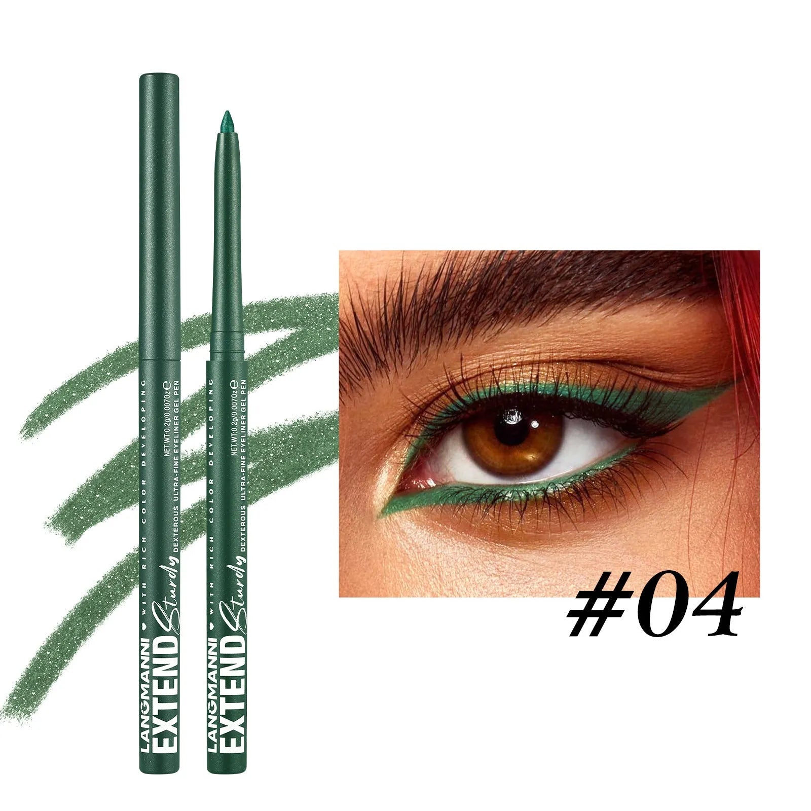 12 colourful gel glitter eyeliner pencils in vibrant shades with matte, glitter, metallic, and pearl effects
