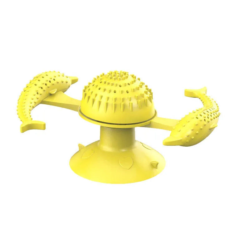Blue rubber windmill cat toy for indoor self-play and boredom relief