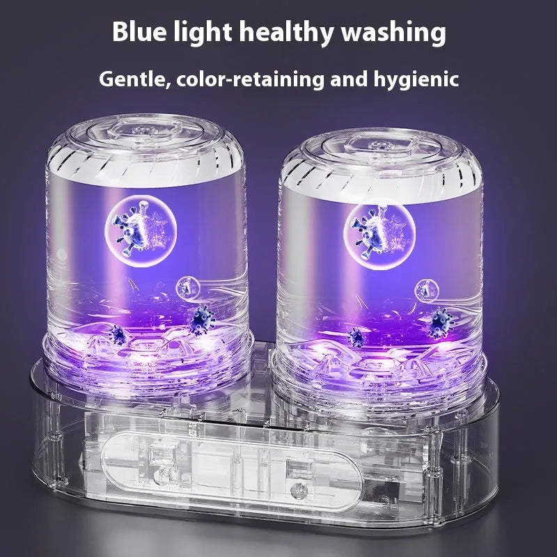 White double bucket USB mini washing machine for underwear with mechanical operation