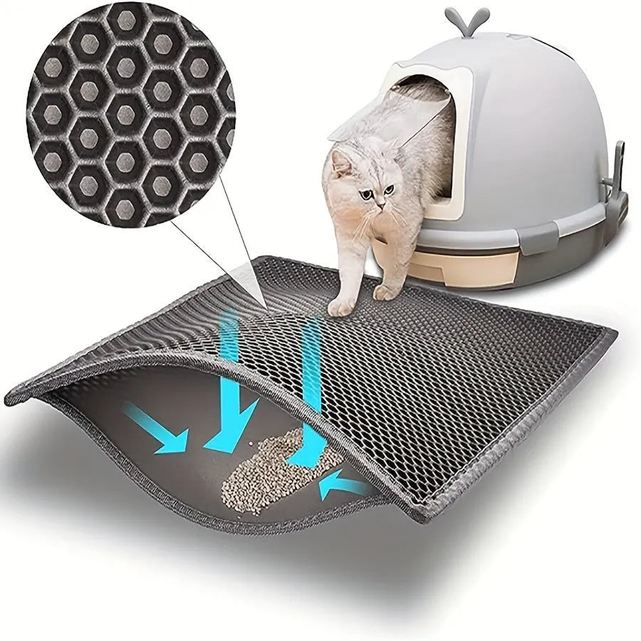 EVA double-layer cat litter mat in four sizes and six colours, including black and gray, for cat litter areas