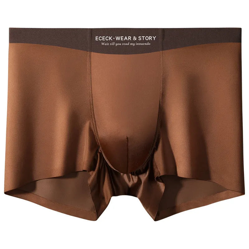 Men's colourblock ice silk underwear with seamless design in nylon fabric