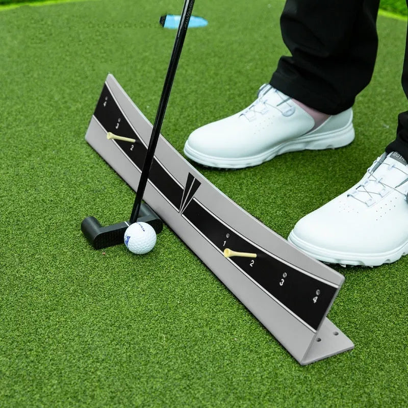Adjustable golf putter trajectory balance simulator with PVC construction