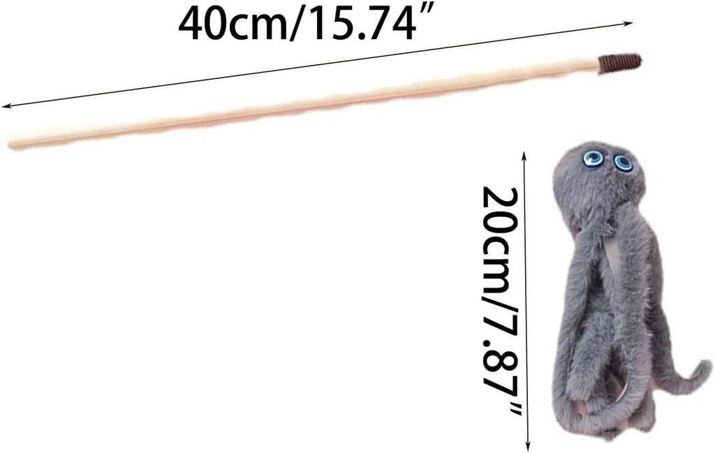 Octopus cat toy with long stick in bright colours for indoor kitten play