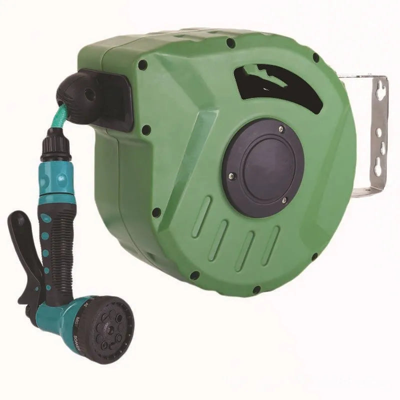 Automatic retractable hose reel with 10m PVC water pipe collector for car washing