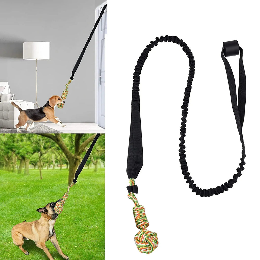 Cotton rope dog tug toy in black, grey, and red colour options for interactive play