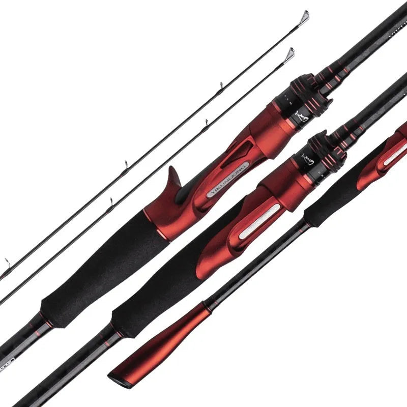 Carbon ultralight fishing rod shown with straight handle and pikestaff style options for light lure casting.