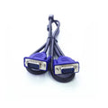 Black 1.5 metre VGA cable with nickel-plated connectors and blue mould strain relief