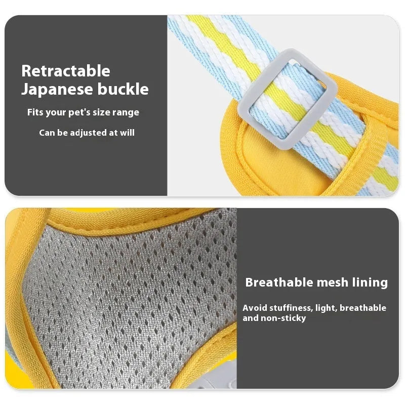 Explosion-proof anti-strangulation dog harness in Oxford cloth with attached holding rope.