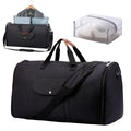 Dark blue foldable Oxford cloth duffel bag with 36-55L capacity for travel and gym use.