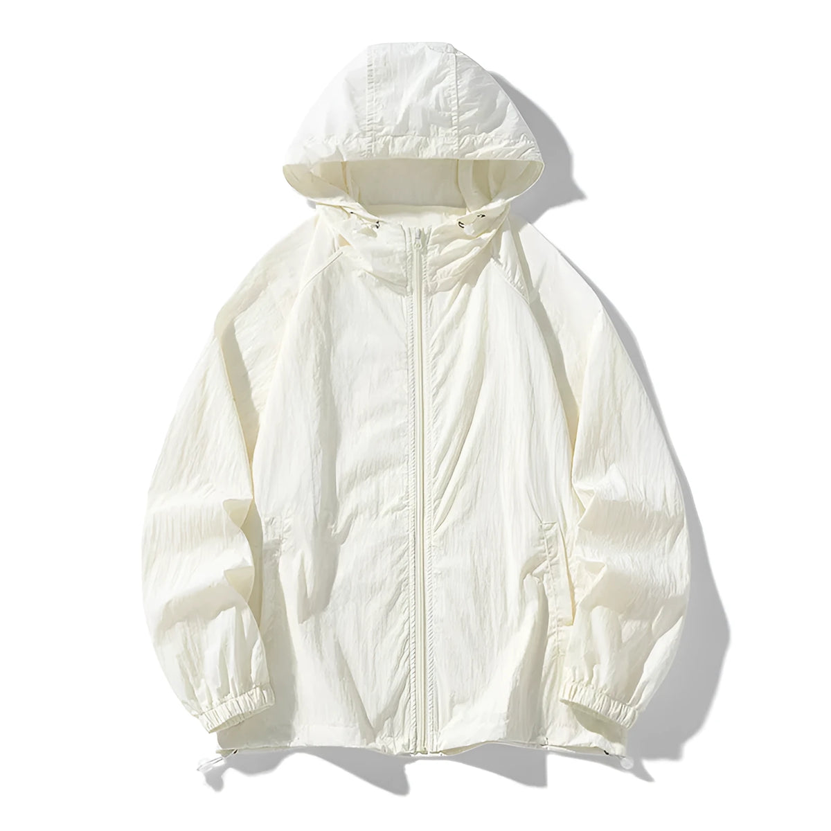 Nylon blend outdoor sports jacket in loose fit showing colour options including creamy-white, wine red and navy blue