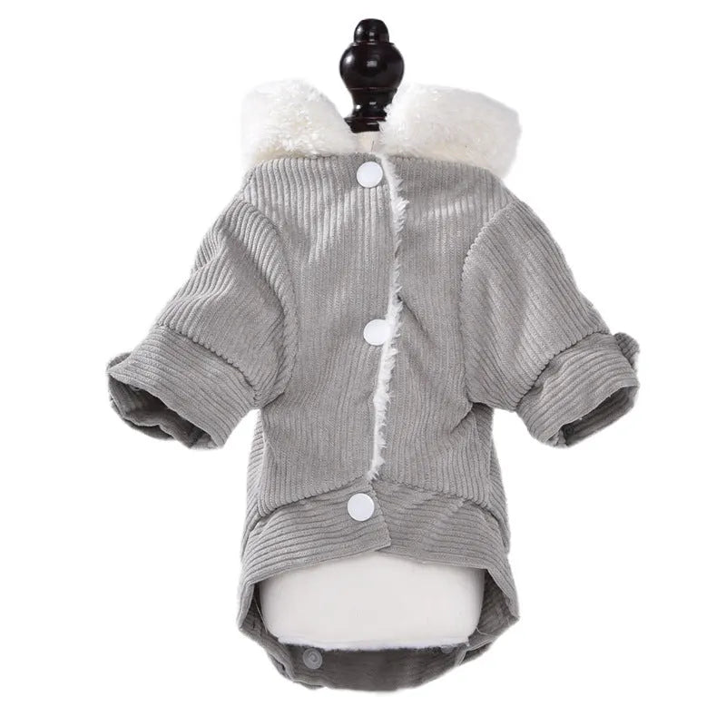 Lambswool grey fleece-lined dog vest for autumn and winter pet warmth