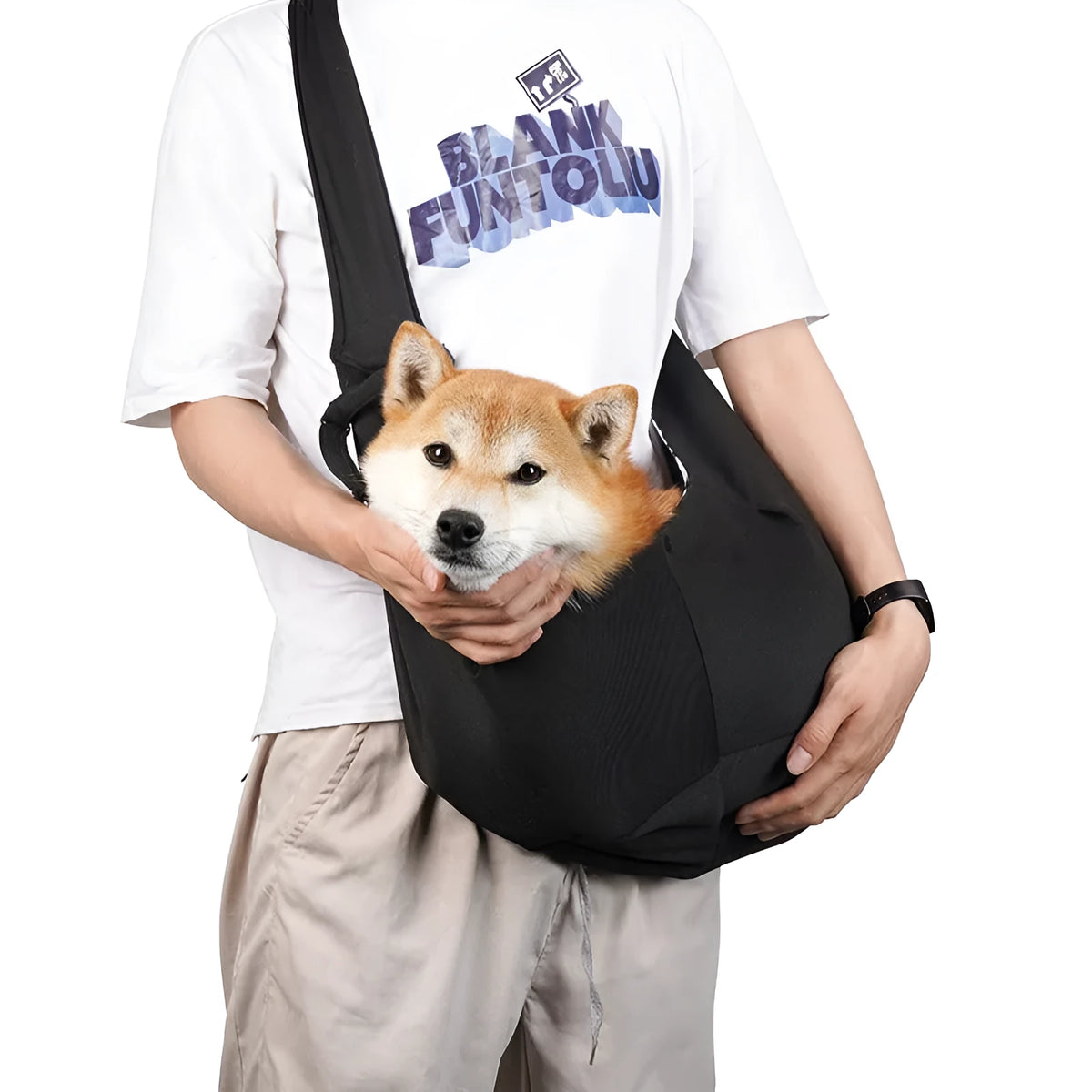 Adjustable shoulder strap pet bag in soft polyester fabric available in multiple colours