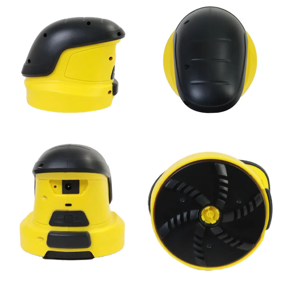 Yellow cordless electric ice scraper with USB charging cable for car windows