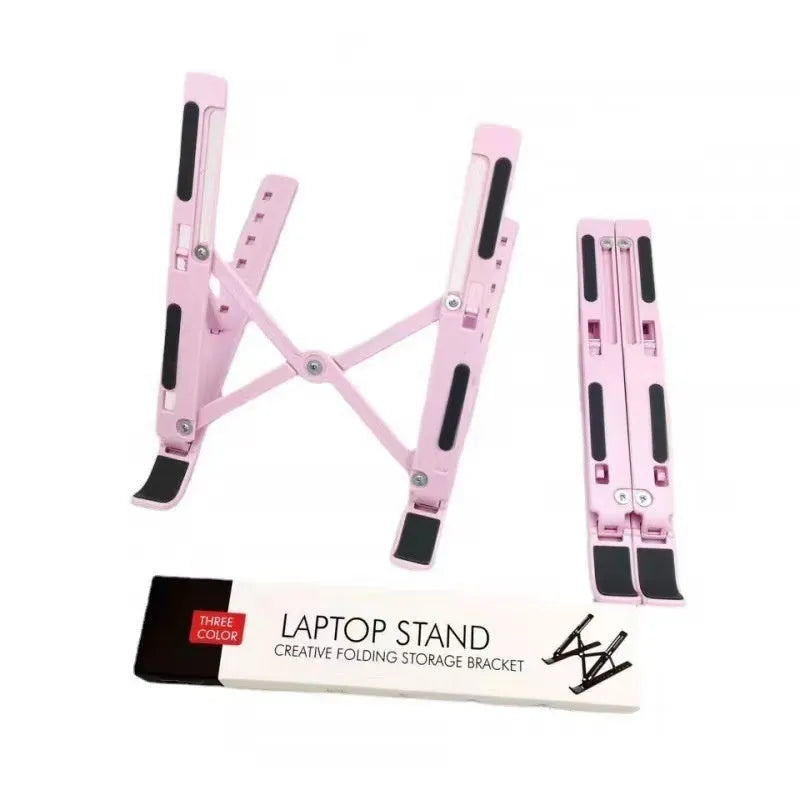Aluminium folding laptop stand with silicone padding in black colour