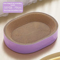 Green oval cat scratch board with built-in nest measuring 55cm in diameter