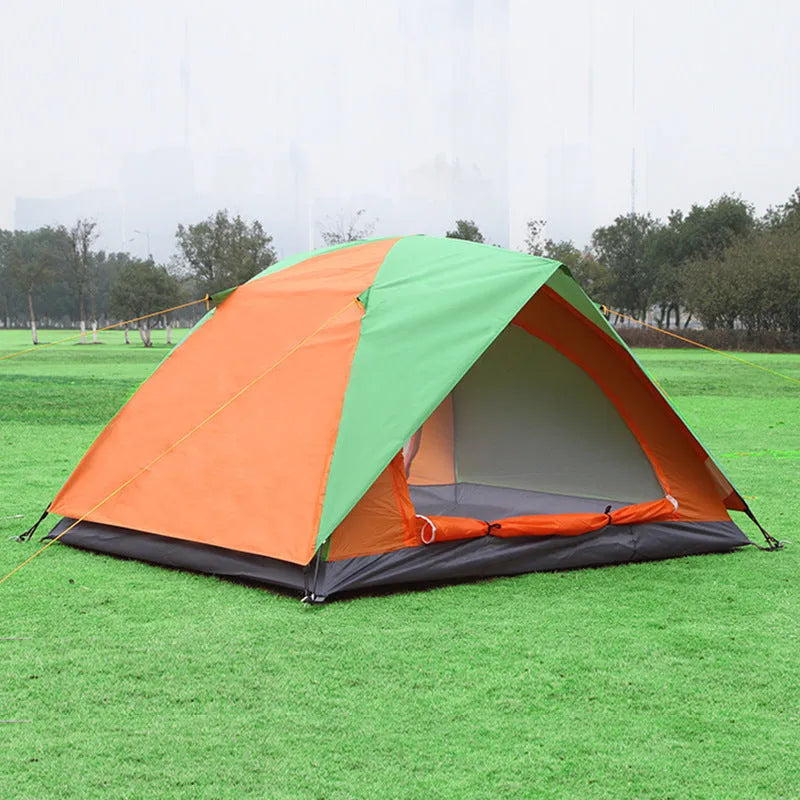 Windproof and rainproof double camping tent, 200x150x110cm, in Orange Blue or Orange Green