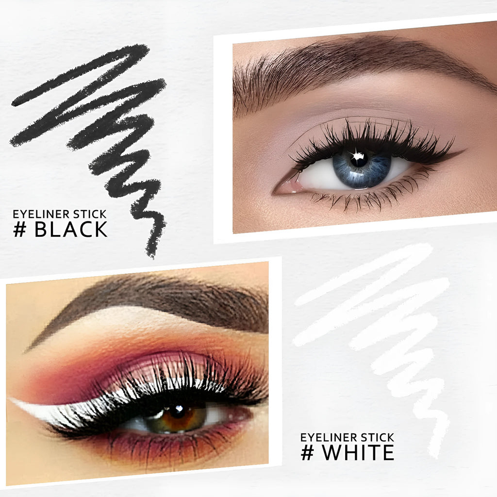 12-piece white and black waterproof eyeliner pencil set for eyebrows, eyeshadow and lips with sharpener