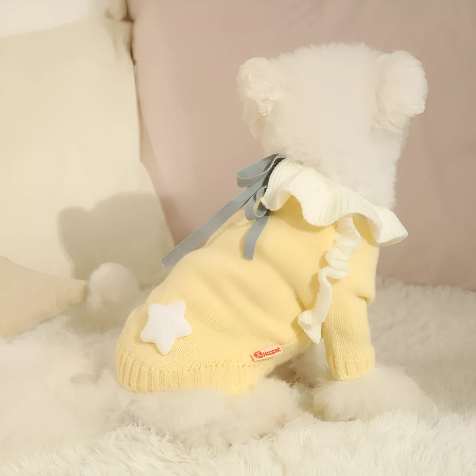 Yellow XINGX and fairy dress style autumn pet puppy sweaters for small dogs with acrylic fabric