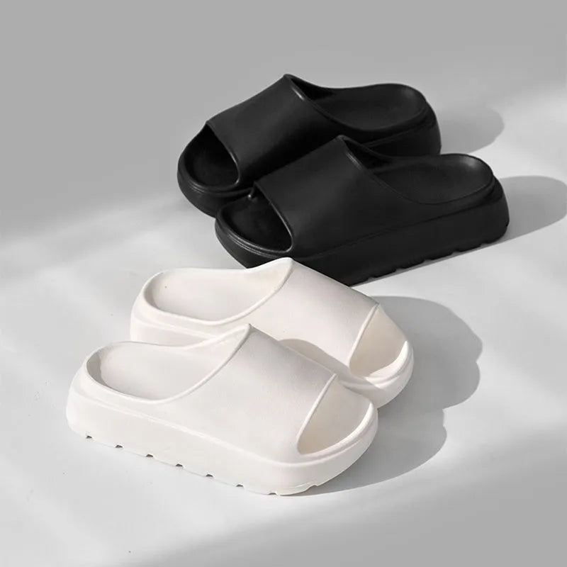 Women's thick-soled fish mouth slippers in beige, black, khaki, or rose red with 5.5cm EVA soles