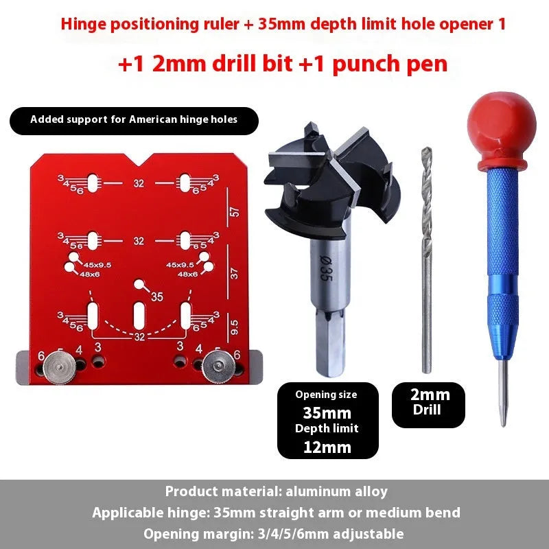 35mm adjustable hinge positioning ruler with aluminium alloy construction and hard alloy blade tapper