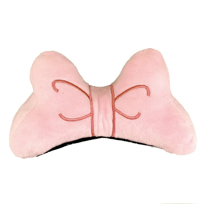 Soft plush decorative bow tie for electric motorcycle and ski helmets in red, peach pink, or rose pink colours