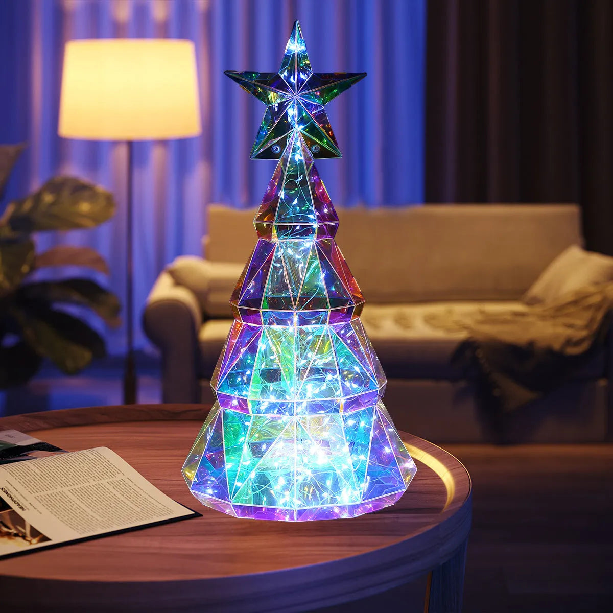 Colourful cartoon Christmas tree light decoration measuring 20cm high made from PET material